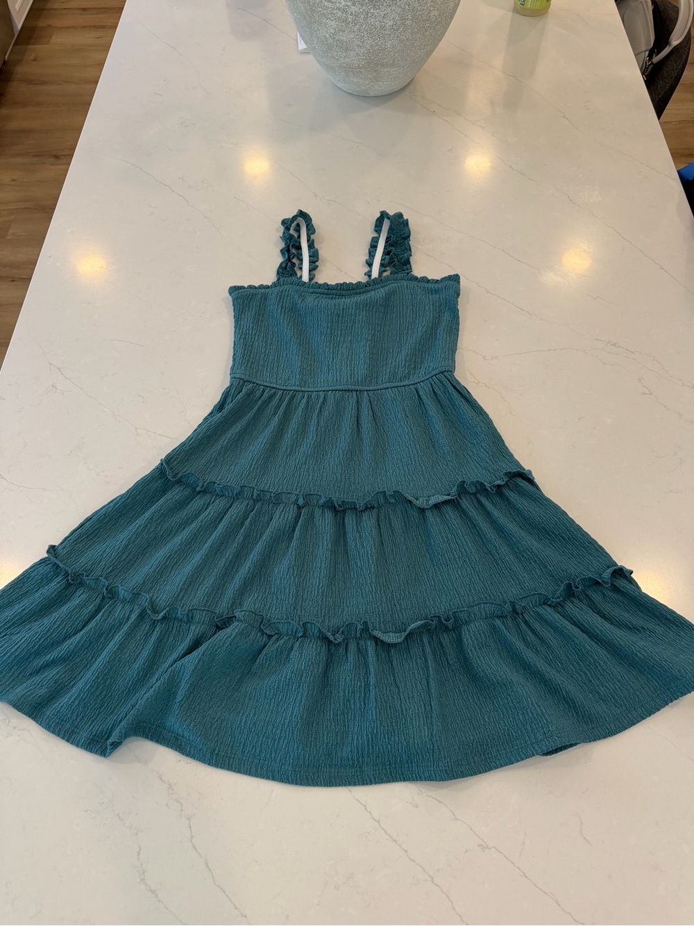Francesca's Collections Teal Ruffle-Tiered Sundress for Girls